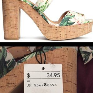 H&M Tropical Print Platform Heels